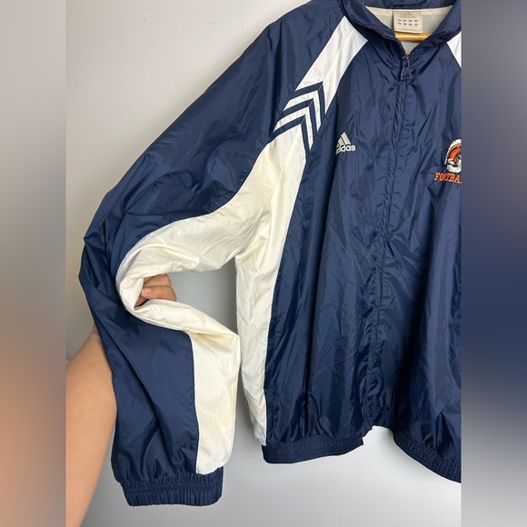 VTG Adidas Navy-White Windbreaker Football Trojans Varsity College Jacket Xl - Picture 8 of 16